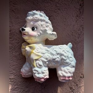 Relpo Pink Poodle Lamb Planter Spaghetti Trim Samson Import VTG 61 Baby Nursery